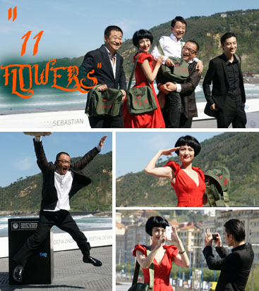 Wang Xiaoshuai y los actores de '11 flowers'